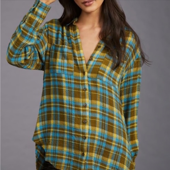 Pilcro Plaid Button-Down Shirt - Picture 2 of 8
